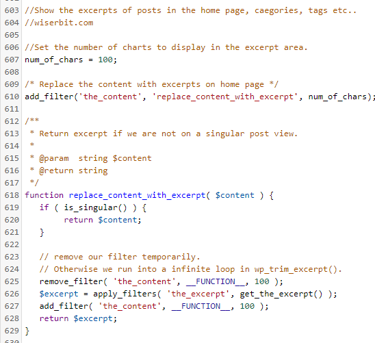excerpt-filter-code